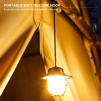 Lampe de camping LED portable rétro rechargeable par USB avec crochet et variateur d'intensité