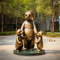 Vendre une grande statue d'animal en laiton moulé à la main en métal moderne personnalisé Sculpture de famille d'ours en bronze grandeur nature pour décor de paysage de parc