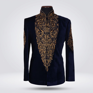 Dernier design élégant de broderie ZARDOZI sur SHERWANI avec étole, costumes et blazers pour hommes>Costumes pour hommes - Product Image 4