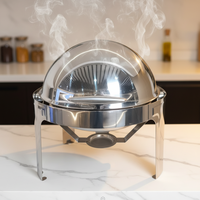 Edelstahl 6L Brennstoffbeheizter Runder Catering-Buffet-Wärmer, Kommerzieller Hotel-Restaurant Speisenwärmer