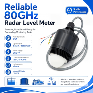 Capteur de niveau d'eau radar 80 GHz à sortie directe d'usine, 1 mm, IP67, pour la surveillance extérieure des rivières et des réservoirs - Product Image 4