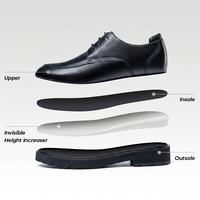 Chaussures Derby en Cuir de Vachette Faites à la Main, Vente en Gros Usine, Personnalisées, pour Hommes, Rehaussantes, pour Bureau et Carrière, Toutes Saisons, 8CM, Chaussures Derby de Mariage