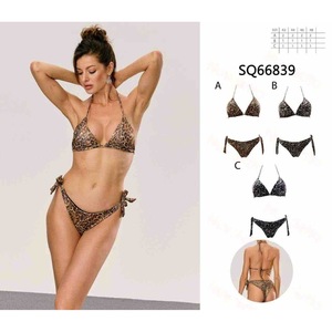 Conjunto de bikini con estampado de leopardo HDJ, top halter con lazo lateral de talla grande y cordón, traje de baño para mujer SQ66839 - Product Image 2