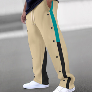 Pantaloni da Basket Primaverili RUIQUWIN da <span class=keywords><strong>Uomo</strong></span> con Patchwork e Bottoni, <span class=keywords><strong>Taglie</strong></span> <span class=keywords><strong>Forti</strong></span>, Gamba Dritta, Pantaloni da Jogging con Tasche, Pantaloni Sportivi Casual - Product Image 4