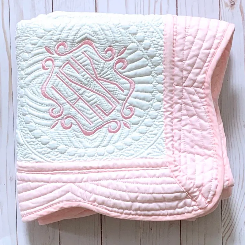 Benutzer definierte Dusche Neugeborenen Geschenk 36 X46 Zoll Monogramm Baumwolle Decke Blank Erbstück Baby Quilt