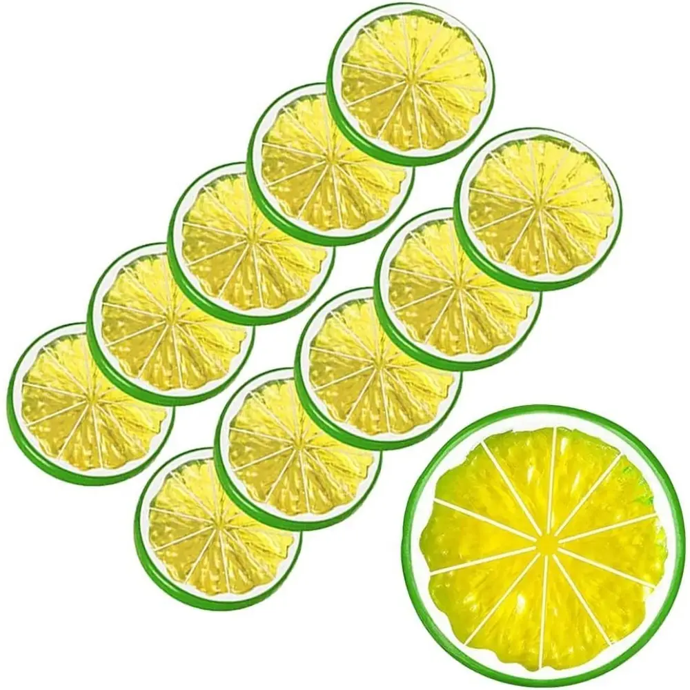 6 pièces artificielle tranche de citron modèle Simulation tranches de citron faux fruits vert tranches décoration de la maison Festival fête accessoires