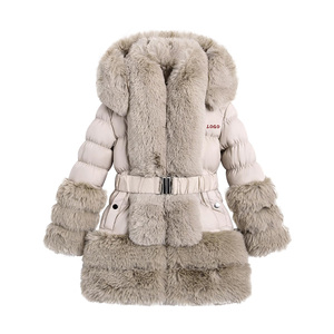 Giubbotto Parka personalizzato per ragazze di spessore finto cappuccio di pelliccia per bambini <span class=keywords><strong>cappotto</strong></span> <span class=keywords><strong>invernale</strong></span> per ragazze - Product Image 1