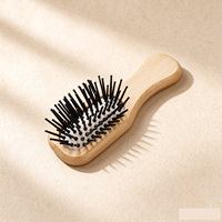 Mini brosse à cheveux en bambou avec coussin d'air et poils en nylon, peigne de massage du cuir chevelu portable, antistatique, démêlant, imperméable pour les voyages