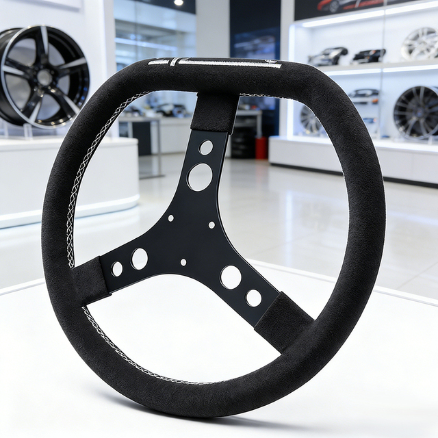 Hot-selling 14-inch 350mm Sport Drift Steering Wheel 350mm Suede Leather with White Stitching for JDM Car Tuning
