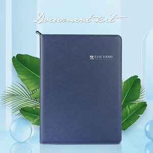Four-Hole Binder Modern Minimalist Zippered Handbag Personalized <b>Leather</b> Document Handover Folder - Product Image 1