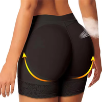 Shorty gainant taille moyenne pour femme, effet ventre plat et rehausseur de fesses, avec rembourrage en dentelle