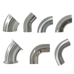 FREE SAMPLE Pipe Fitting Elbow Long Type Stainless Steel Ss316L 90 180 Degree Sanitary Weld Elbow