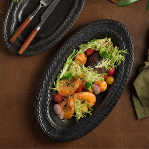 Assiette en céramique Cloud Mist de 12/14 pouces, plat de service ovale pour le <span class=keywords><strong>poisson</strong></span>, les desserts, le petit-déjeuner et l'utilisation en restaurant - Product Image 2