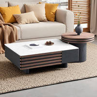 Table basse moderne en bois 2026 avec plateau en pierre frittée – Nouvelle table basse de luxe pour salon/hôtel/bureau – Mobilier de maison