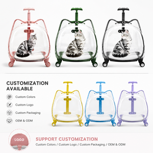 <span class=keywords><strong>Valise</strong></span> de transport pour <span class=keywords><strong>chat</strong></span> à roulettes, <span class=keywords><strong>transparente</strong></span> en PC, réglable, avec fermeture éclair, solide, portable, respirante, type capsule spatiale - Product Image 3