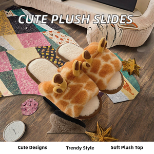 Chaussons d'intérieur antidérapants en PVC pour femmes, motif nuage et animaux mignons, à bout ouvert avec semelle épaisse, pour l'hiver, pour filles - Product Image 3