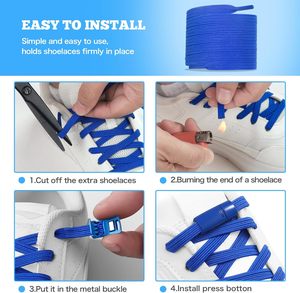 네오-우즈 100% 폴리에스터 플랫 탄성 노타이 신발끈 (스니커즈 및 플랫 슈즈용) 스트레치 타이리스 신발끈 (아동 및 성인용) - Product Image 2