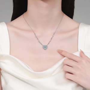 ใหม่สร้อยคอเพชรโมอิสสีเงินสเตอร์ลิงสำหรับ S925จี้กระเป๋าหัวใจสำหรับผู้หญิงใช้งานได้หลากหลายสร้อยกระดูกไหปลาร้าแบบเรียบง่ายเฉพาะที่และหวาน - Product Image 4