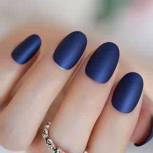 Prensa en las <span class=keywords><strong>uñas</strong></span> Azul oscuro Mate Corto Faux Ongles Manicura Acrílico <span class=keywords><strong>Uñas</strong></span> Encantos - Product Image 5