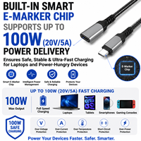 Cable de Extensión USB-C a USB-C LUNG KAY USB 3.1 Gen 2 de 90 Grados, 10Gbps, PD 100W, 5A, E-Marker, Carga Rápida, Extensor de Video 4K