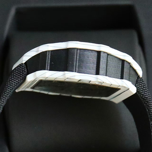 Reloj Mecánico de Lujo Industrial Premium con Esfera de Fibra de Carbono Blanca y Negra, Correa de Nailon Transpirable e Impermeable - Product Image 4