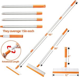 Vắt để làm sạch cửa sổ với tay cầm dài 60 ", Miếng Bọt biển làm sạch cửa sổ <span class=keywords><strong>2</strong></span> trong 1 và cao su lưỡi kép - Product Image 1