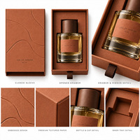 Boîte cadeau de luxe en carton avec couvercle supérieur et inférieur pour parfum, emballage pour flacon de parfum en verre de 50 ml, emballage de boîte haut de gamme personnalisé