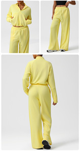 Abbigliamento <span class=keywords><strong>Donna</strong></span>: Set 2 Pezzi con Top Mezza Zip e <span class=keywords><strong>Pantaloni</strong></span> Larghi, <span class=keywords><strong>Tuta</strong></span> Sportiva per Allenamento e Tempo Libero - Product Image 6