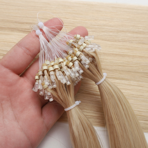 Extensions de cheveux en micro-anneaux lisses et soyeuses en gros d'usine, cheveux vierges russes blonds Remy, extensions de cheveux humains en micro-boucle - Product Image 2
