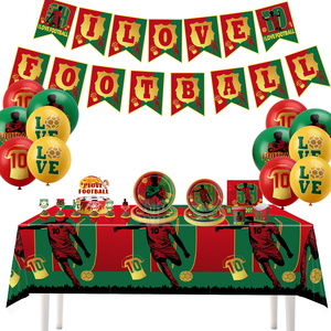 Personnalisé Football Player Green Stadium Football Victory Trophy Elements Party Tableware Set - Product Image 1