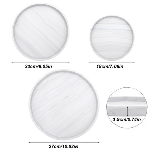 3 Packs Round Silicone Serving Vanity <b>Tray</b> Counter Plate Candle Soap <b>Perfume</b> Holder Circle Decorative Bathroom Organizer - Product Image 2