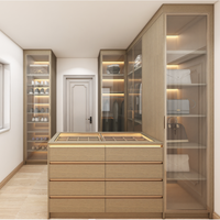 CBMMart Paniers coulissants au design personnalisé Armoire-penderie à porte en verre Tiroirs de luxe pour chambre à coucher Armoire-penderie à cintres