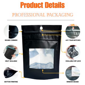 Bolsas con cremallera de <span class=keywords><strong>3</strong></span> lados con ventana, bolsas de Mylar a prueba de olores con cierre de cremallera resellable colorida para alimentos, cebo de pescado, artículos comestibles para mascotas - Product Image 2