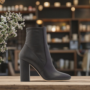 Botines de Cuero Genuino Personalizados 2025 para Mujer, Botas de Tacón Grueso Negras de Invierno, Accesorios de Otoño - Fabricante Directo - Product Image 2