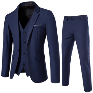 Venta al por mayor de alta calidad de los hombres de tres piezas traje de <span class=keywords><strong>boda</strong></span> de moda de los hombres Delgado Color sólido de la oficina de negocios traje de talla grande - Product Image 4