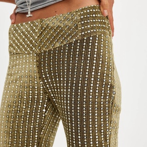 Pantalones de Mujer Estilo Nuevo para Otoño, Pantalones de Terciopelo Elásticos de Cintura Alta, Casuales, Anchos, con Corte de Campana, Pantalones Largos Elásticos - Product Image 3