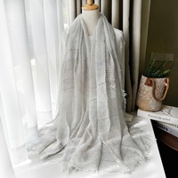 Écharpe longue en mélange de laine pour l'automne, motif tie-dye rayé avec fil doré, finition texturée mouchetée, style coréen, protection solaire