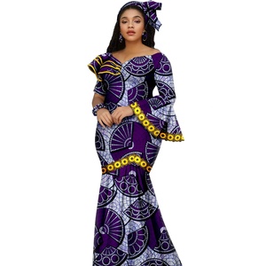 knee length dresses for ladies Traditional African Kitenge Wax Print Hollandaise Violet High Low Hem   Asigbe