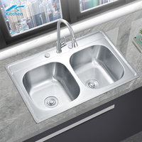 Évier de cuisine K-8456 Standard à double capacité Topmount 304 en acier inoxydable