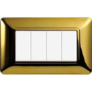 Interruptor de pared Gloca, panel táctil de 4 vías, plástico, 4 interruptores, acabado dorado, juego de 3 piezas - Product Image 4