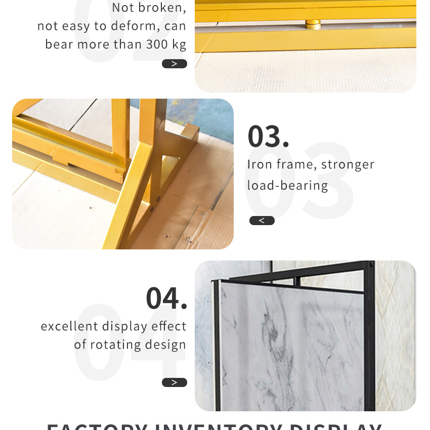 Tsianfan Metal Large Porcelain Floor Tile Stand Showroom Sample Granite Sintered Stone Slab Panel Rotating Marble Display Racks