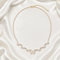 Magnifique Collier Papillon en Laiton Plaqué Or 14K avec Zircon Cubique Marquise Incrusté, Chaîne Tennis, Bijou Tendance pour Anniversaire et Banquet
