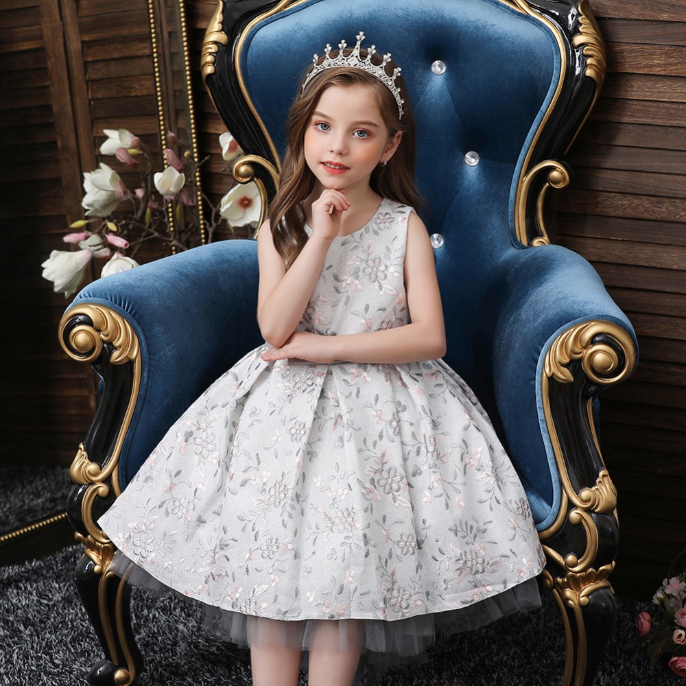 элегантная принцесса цветочная девушка платье длиннохвостая девочка свадебное платье 3 - 14 лет