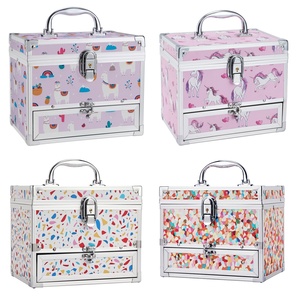 Portable <b>Makeup</b> Box with Mirror Lockable Cosmetic Organizer <b>Case</b> with Drawers Large Capacity Organizer for Jewelry Cpsmetic - Product Image 6