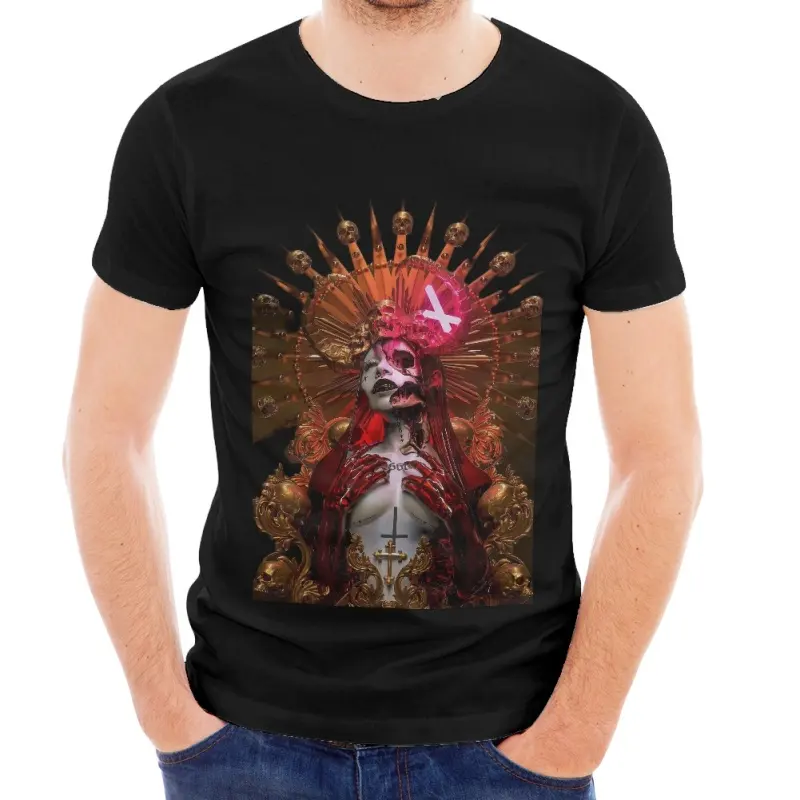 Custom Street Hip Hop Crânio Deusa 3D Impressão Gótica Escura Design Punk Heavy Metal rock Band T-shirt Sublimação dos homens T-shirt