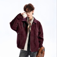 Veste pour homme, veste en daim vintage américaine à col contrastant, manteau décontracté surdimensionné Melard Aesthetics pour l'automne et l'hiver
