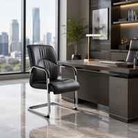 Fauteuil de Bureau Exécutif Ergonomique Visiteur Conférence Vantervi à Dossier Court en Cuir Souple Marron pour Salle de Réunion