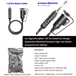 120W High Power <strong>Car</strong> Cigarette Lighter Socket <strong>Adapter</strong> 12V 24V Power <strong>Car</strong> Charger <strong>Adapter</strong> Cigarette Lighter Extension <strong>Cord</strong> for <strong>Car</strong> - Product Image 5
