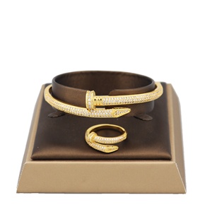 18k <strong>Gold</strong> Plated Fashion Brand Zirconia Jewelry Nail <strong>Bangle</strong> CZ Dubai Jewelry Heavy <strong>Bangles</strong> <strong>Gold</strong> Filled Jewelry Women Bracelet <strong>Set</strong> - Product Image 1