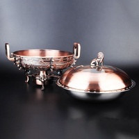 Réchaud à alcool chinois en acier inoxydable pour fondue, plat de service antique domestique, poêle à fondue simple 1.6L/2.2L/3L 60-80°C